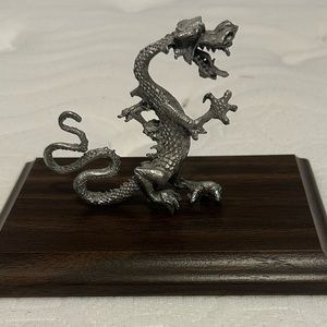 Pewter Chinese Dragon Statue